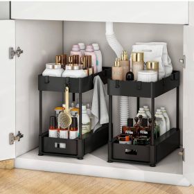 2 pack  Under Sink Organizers and Storage Bathroom Organizer Under Sink, Pull Out Cabinet Organizer for Kitchen Bathroom Sink Storage, Pack of 2-layer