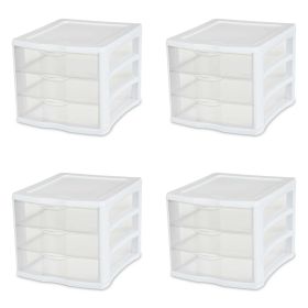 3 Drawer Unit Plastic, White, Set of 4