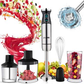 5 Core Immersion Portable Hand Blender 5-In-1 500W Handheld 8 Variable Powerful Stainless Steel with Electric Whisker; 2-Blades 860ml Food Processor;