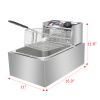 EH81 2500W MAX 110V 6.3QT/6L Stainless Steel Single Cylinder Electric Fryer US Plug