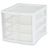 3 Drawer Unit Plastic, White, Set of 4