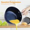 Frying Pan Sets Non Stick 3Pieces; Blue 3D Diamond Cookware; 20/24cm Frying Pan; 18cm Saucepan - Pots and Pans Set; Aluminum Ceramic Coating - Suitabl