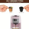 CHULUX Upgrade Single Serve Coffee Maker for K CUP, Pink Mini Single Cup Coffee Brewer, 3 in 1 Coffee Machine for K Cups Pod Capsule Ground Coffee Tea