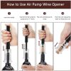 Wine Opener With Foil Cutter, Air Pressure Pump Wine Bottle Opener Easy Cork Remover Corkscrew Stainless Steel Bar Accessories Kitchen Supplies Wine A