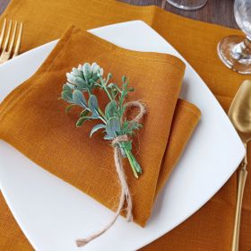 Pure Linen Insulation Placemat Square Wiping Towel Solid Color Napkin Mouth Cloth (Option: Caramel-38 √ó 55cm)