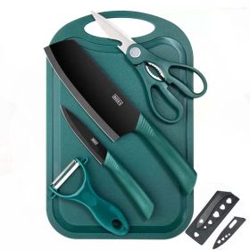 Stainless Steel Kitchen Knife Set (Option: Green 5pc)