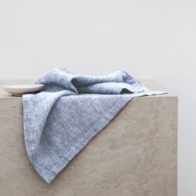 Pure Linen Insulation Placemat Square Wiping Towel Solid Color Napkin Mouth Cloth (Option: Yarn Dyed Blue-38 √ó 55cm)