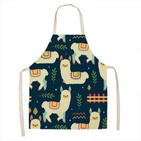 Alpaca Cartoon Cotton Linen Apron Sleeveless Antifouling Kitchen Home Cooking Waist Hanging Neck Kids' Bib (Option: 23-45 X56cm Children)