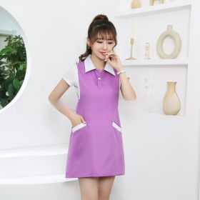 Housekeeping Fashion Special Apron Smock (Option: A Violet White Collar-Average Size)