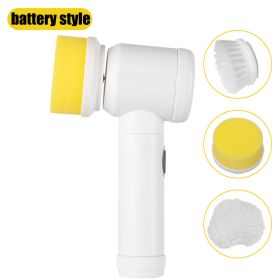 Electric Cleaning Brush Rechargeable Cleaner Handheld Bathtub 3 Brush Head Toilet Wash Brush Kitchen Bathroom Sink Cleaner Tool (Color: Set A, Ships From: China)