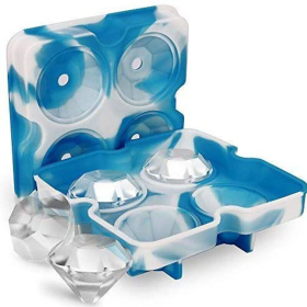 Whiskey Cocktails Ice Cube Ball Maker Tray Silicone Sphere Mold (Color: Blue, Type: Cocktail accessories)