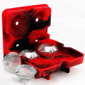 Whiskey Cocktails Ice Cube Ball Maker Tray Silicone Sphere Mold (Color: Red, Type: Cocktail accessories)