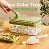 Ice Cube Tray With Lid And Bin, 64 Pcs Ice Cubes Molds, Ice Trays For Freezer, Ice Cube Tray Mold, With 2 Trays, Ice Freezer Container, Spill-Resistan