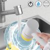 Electric Cleaning Brush Rechargeable Cleaner Handheld Bathtub 3 Brush Head Toilet Wash Brush Kitchen Bathroom Sink Cleaner Tool