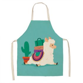 Alpaca Cartoon Cotton Linen Apron Sleeveless Antifouling Kitchen Home Cooking Waist Hanging Neck Kids' Bib (Option: 25-45 X56cm Children)