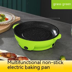 Takeaway Electric Baking Pan Mini Electric Griddle Household Non-stick Barbecue Oven Ingredients Supermarket Plate (Option: Grass Green-26cm-EU)