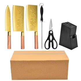 Gold Kitchen Household Alloy Bone Cutting Slice Knife Set (Option: 6 Pcs Set)