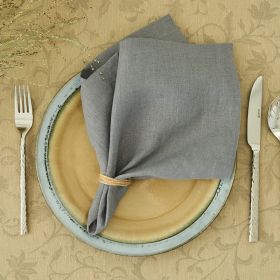 Pure Linen Insulation Placemat Square Wiping Towel Solid Color Napkin Mouth Cloth (Option: Cloud Gray-34 √ó 34cm)