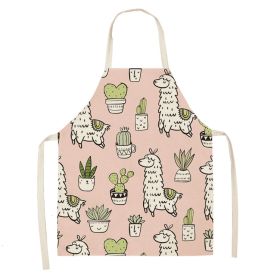 Alpaca Cartoon Cotton Linen Apron Sleeveless Antifouling Kitchen Home Cooking Waist Hanging Neck Kids' Bib (Option: 4-65 X53cm Conventional)