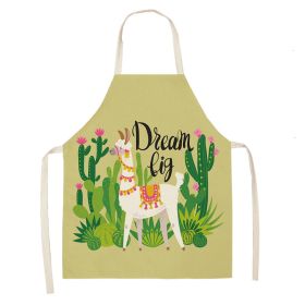 Alpaca Cartoon Cotton Linen Apron Sleeveless Antifouling Kitchen Home Cooking Waist Hanging Neck Kids' Bib (Option: 3-55x68cm)