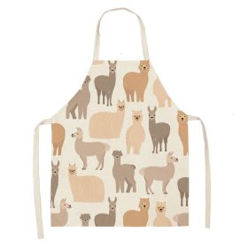 Alpaca Cartoon Cotton Linen Apron Sleeveless Antifouling Kitchen Home Cooking Waist Hanging Neck Kids' Bib (Option: 14-55x68cm)